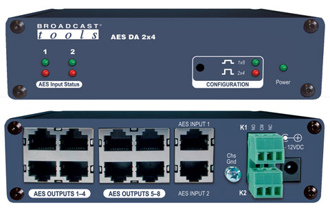Balanced AES-EBU distribution amplifier 